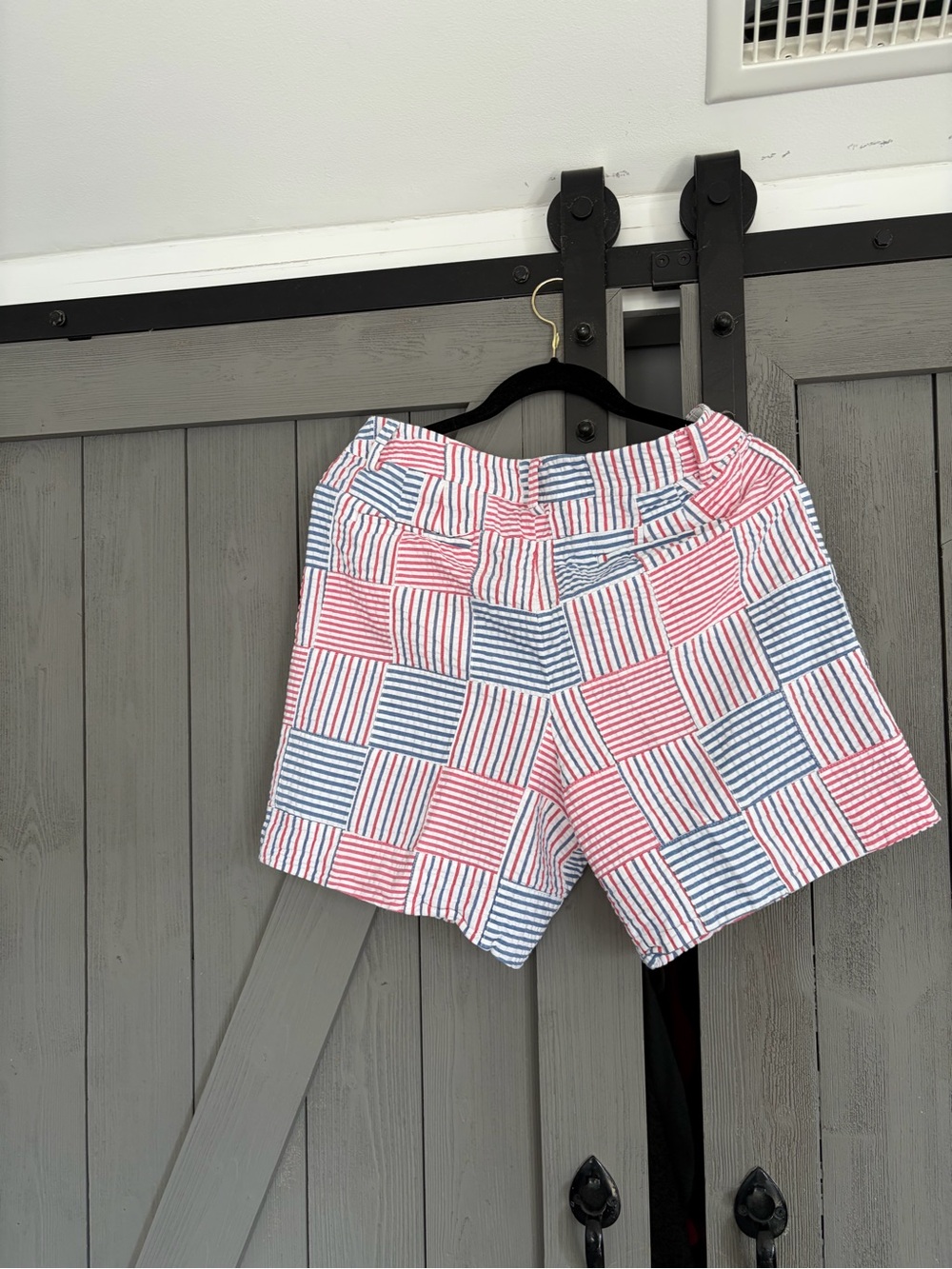 Talbots Red & Blue Striped Patchwork Bermuda Shorts